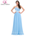 Grace Karin Sweetheart Strapless palabra de longitud azul claro vestido de fiesta CL6107-3 #